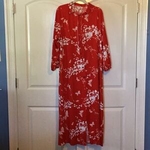 Vintage handmade Red duster with butterflies.